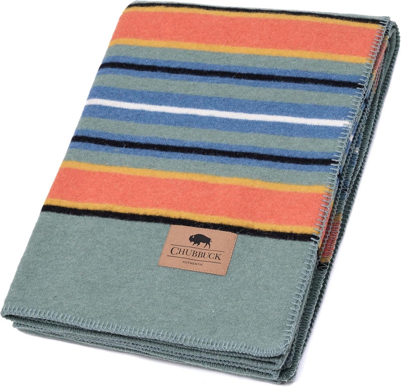 Chubbuck Authentic Chubbuck 100% Wool Blanket Camping (60" x 84") - Large Warm Blanket for Camping, Emergency, Outdoor Concerts and Home Use - Fire Retardant, Soft and Warm Blankets for Winter (Glacier) - Image 1